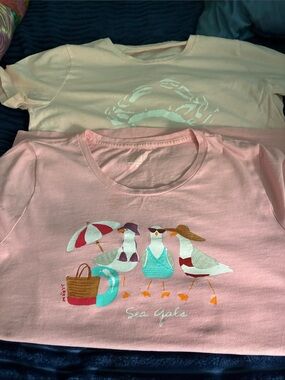 J. Crew Pink Graphic 'Sea Gals' Short Sleeve Tee